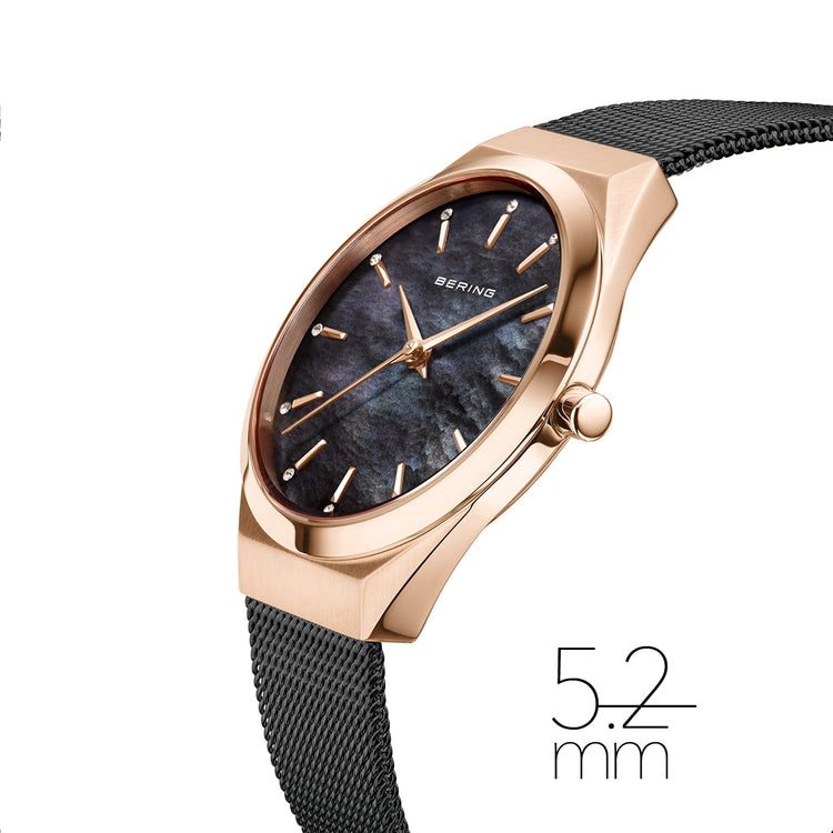 Bering | Ultra slim mother of pearl 29mm dial black mesh | 18729-166