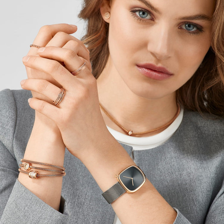 Bering | Pebble grey rose gold 37mm dial mesh | 18034-369