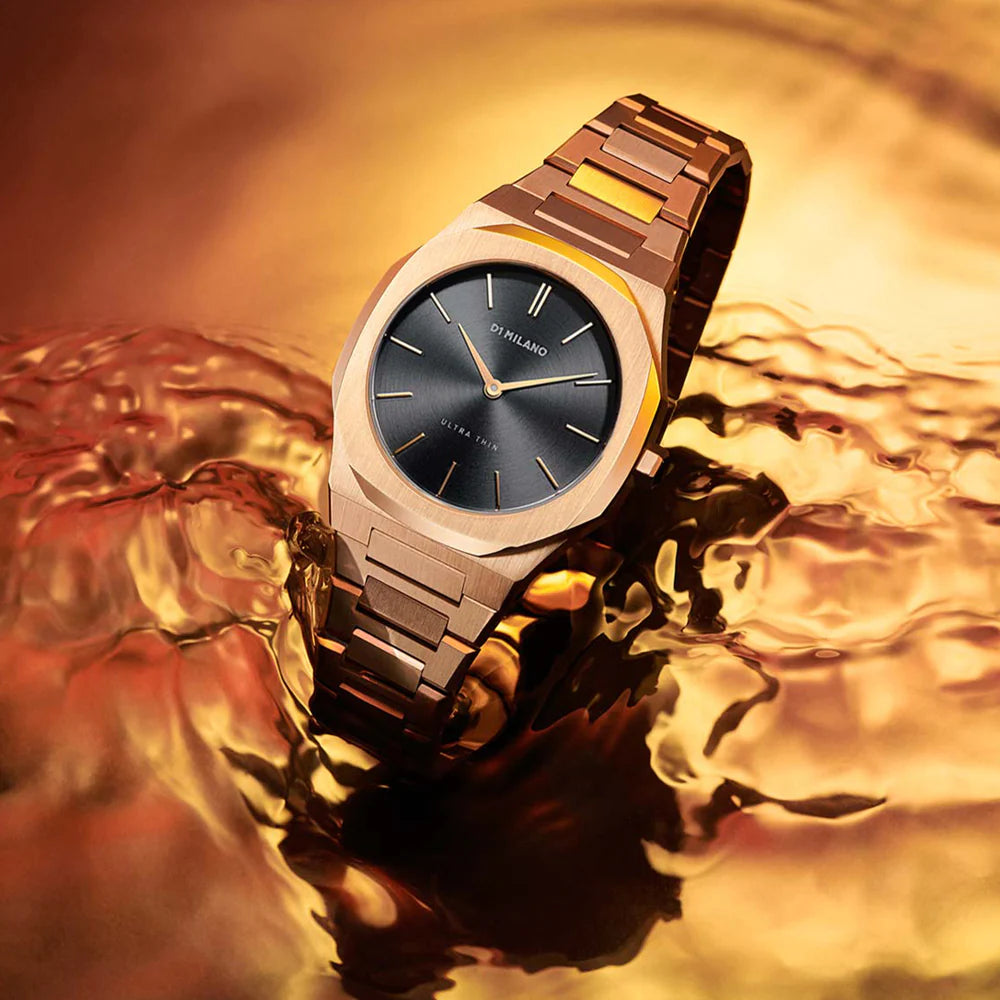 D1 Milano Ultra Slim gold black 34mm dial UTBL07 The Watch