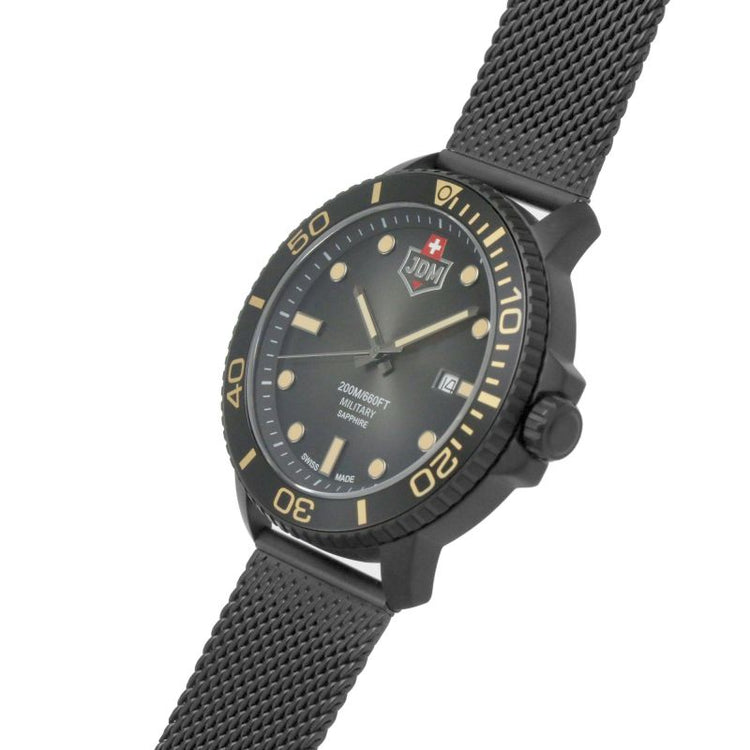 JDM Military | Tango silver grey 44mm dial gun metail mesh | JDM-WG008-06