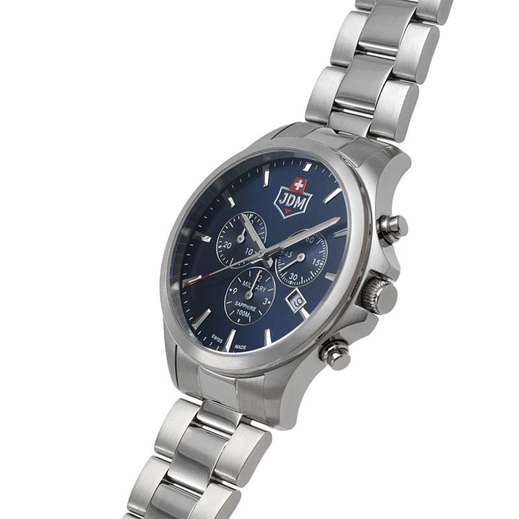 JDM Military | Alpha chrono blue 42mm dial silver link | JDM-WG002-03