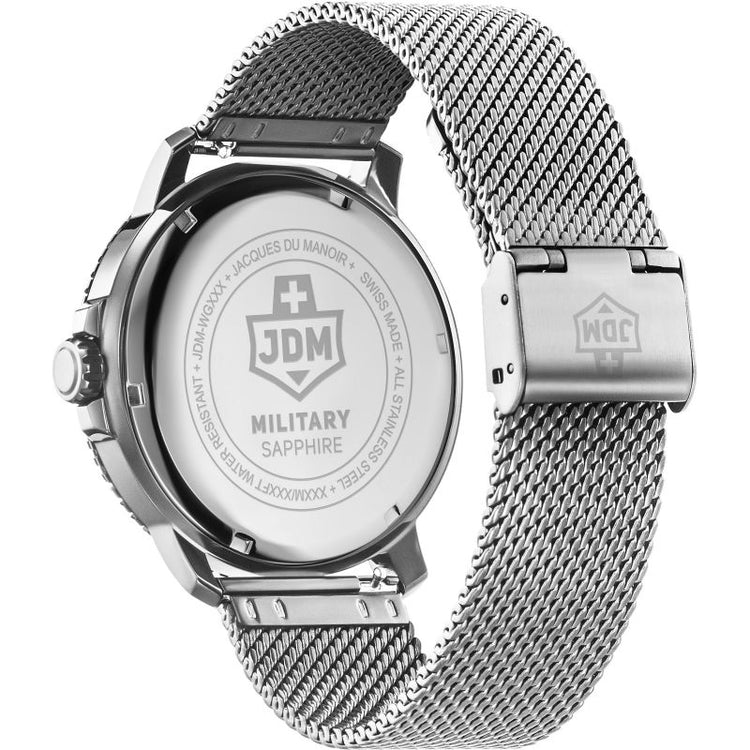 JDM Military | Tango blue silver 44mm dial silver mesh | JDM-WG008-04