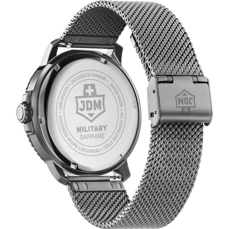 JDM Military | Tango silver grey 44mm dial gun metail mesh | JDM-WG008-06