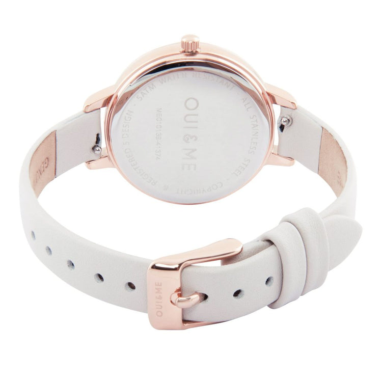 Oui&Me | Petite Fleurette floral white leather 32mm dial | ME010139