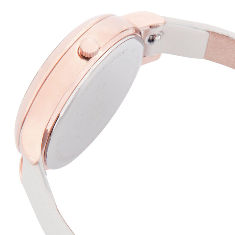 Oui&Me | Petite Fleurette floral white leather 32mm dial | ME010139
