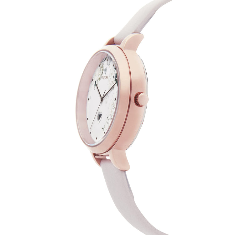 Oui&Me | Petite Fleurette floral white leather 32mm dial | ME010139