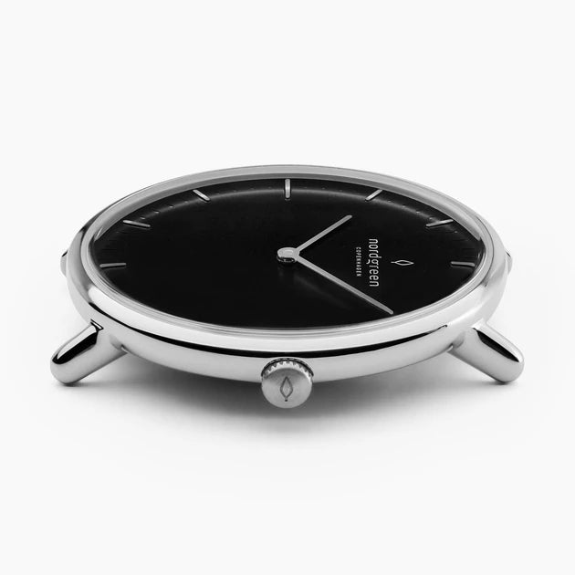 Nordgreen | Native silver 40mm black dial black leather | NR40SIRUBLBL