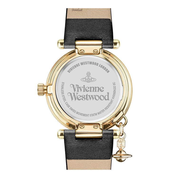 Vivienne Westwood | Orb II gold black leather 32mm dial | VV006BKGD