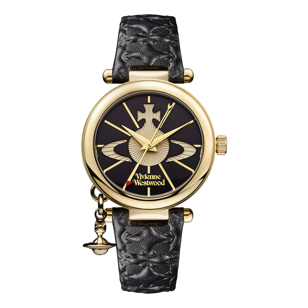Vivienne Westwood | Orb II gold black leather 32mm dial | VV006BKGD