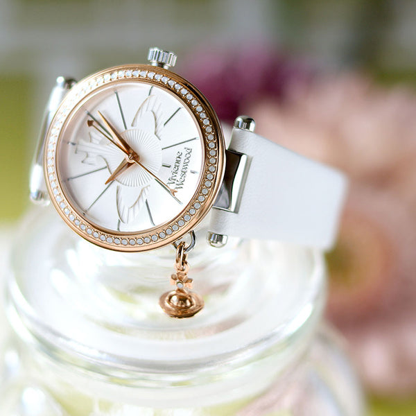 Vivienne Westwood | Orb Pastelle gold white leather 32mm dial | VV006RSWH