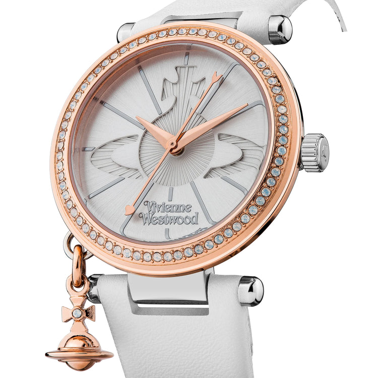 Vivienne Westwood | Orb Pastelle gold white leather 32mm dial | VV006RSWH