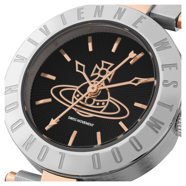 Vivienne Westwood | Westbourne Orb black rose gold 28mm dial | VV092BKSR