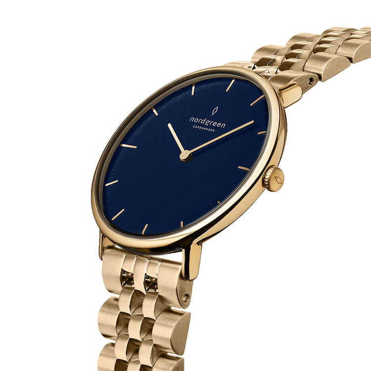 Nordgreen | Native 36mm navy blue dial gold 5 link | NR36GO5LGONA