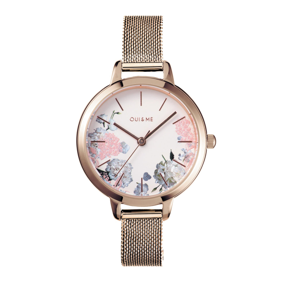 Oui&Me | Petite Fleurette floral rose gold mesh 32mm dial | ME010096