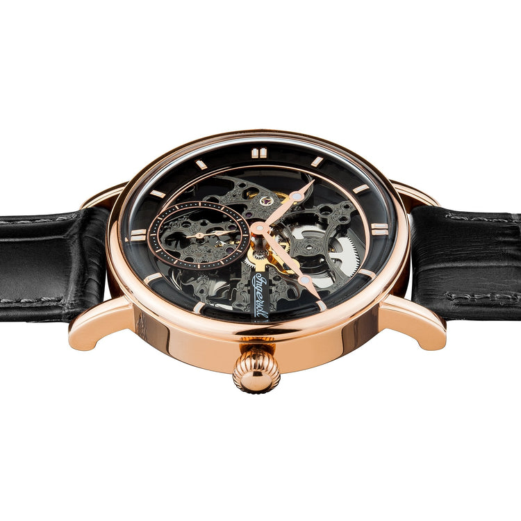 Ingersoll | Herald automatic skeleton black leather 40mm dial | I00403