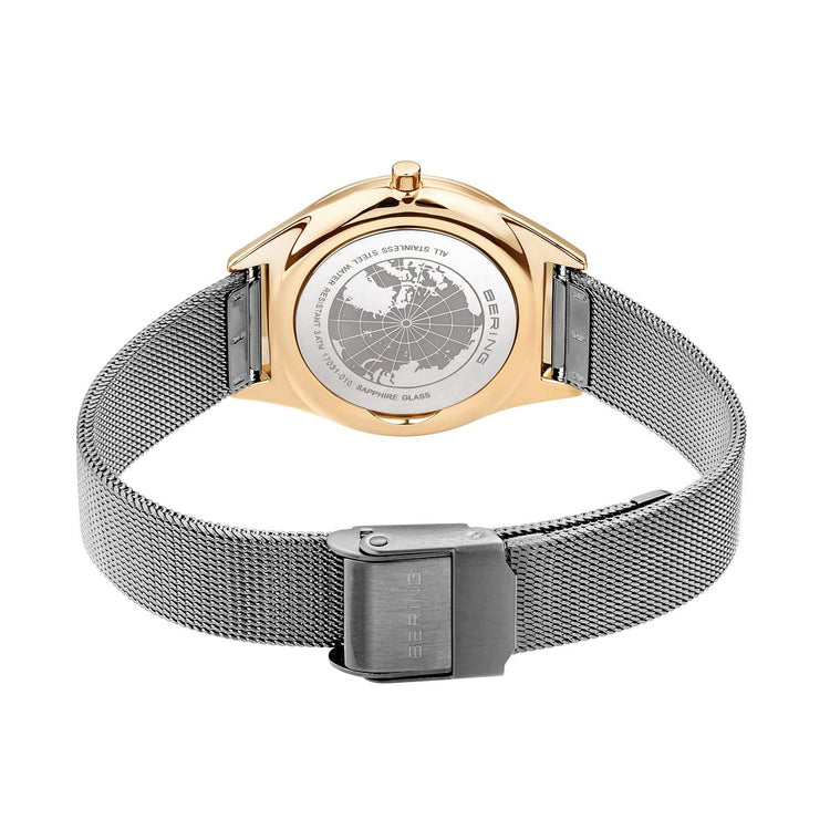 Bering | Ultra slim silver and gold 31mm dial silver mesh | 17031-010