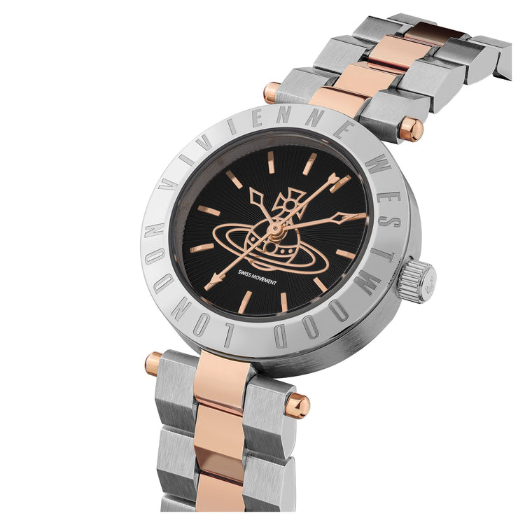 Vivienne Westwood | Westbourne Orb black rose gold 28mm dial | VV092BKSR