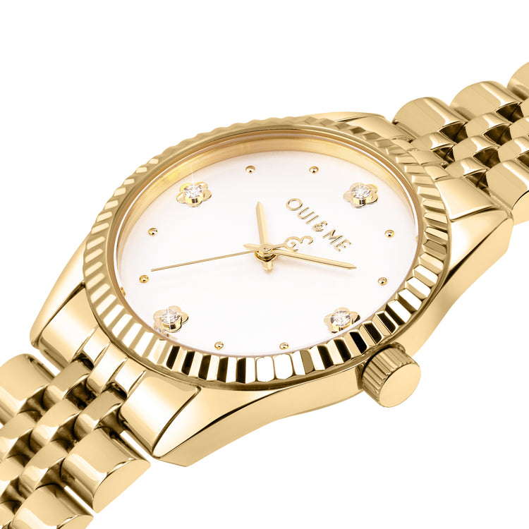 Oui&Me | Coquette gold and diamond effect 30mm dial link | ME030094