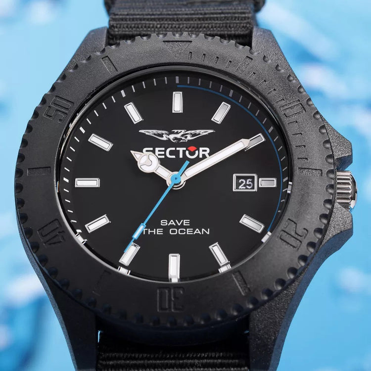Sector | Save the ocean nato black fabric | R3251539002