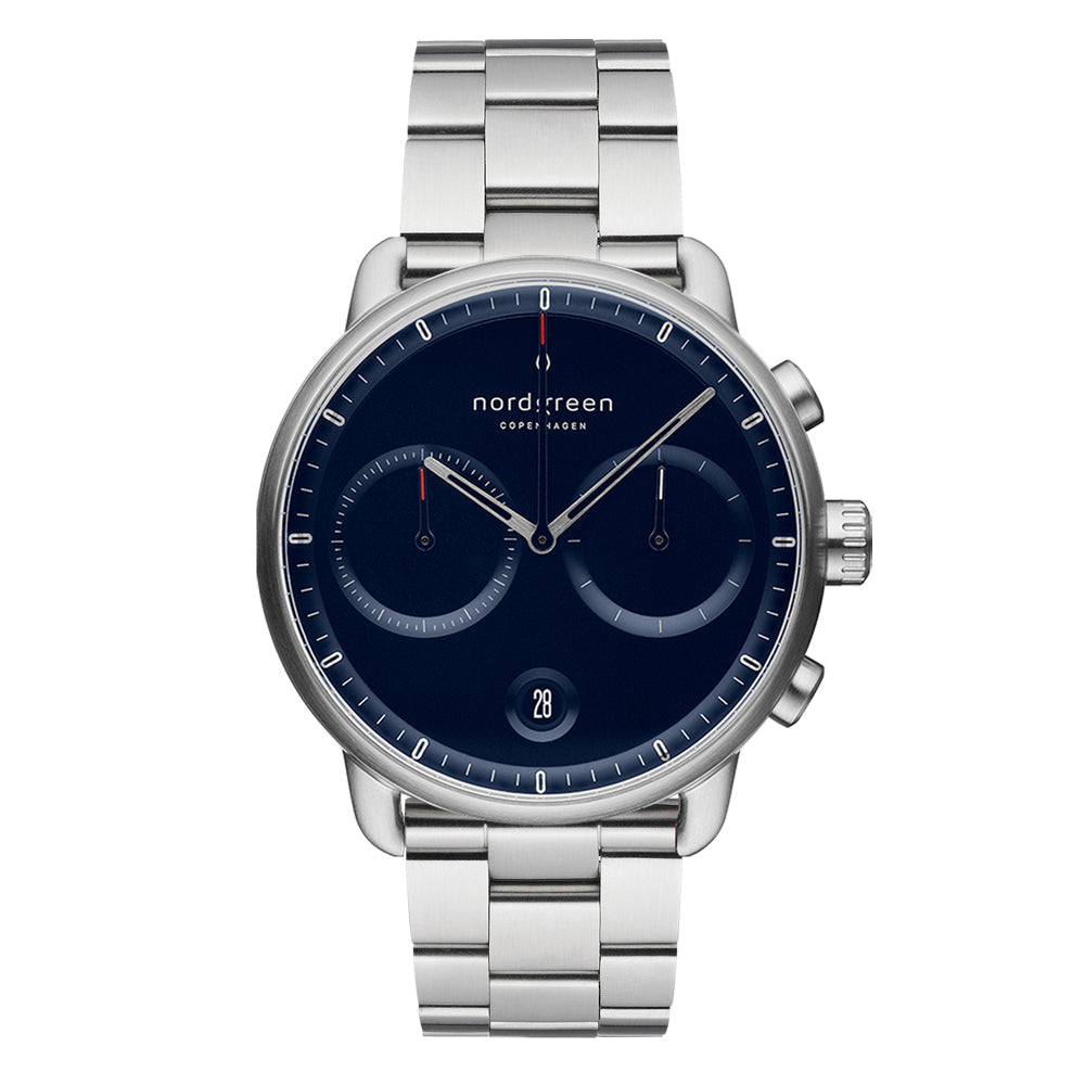Nordgreen | Pioneer silver navy 42mm dial | PI42SI3LSINA