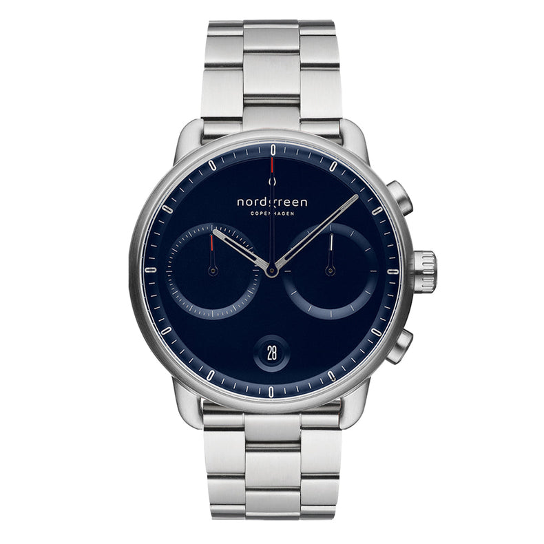 Nordgreen | Pioneer silver navy 42mm dial | PI42SI3LSINA