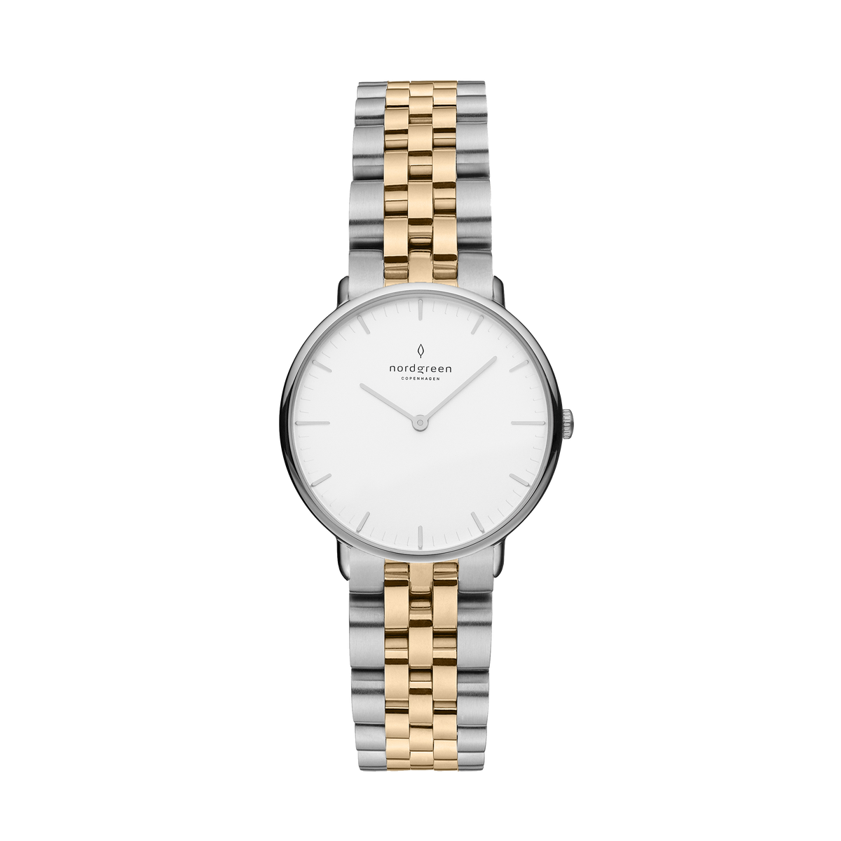 Nordgreen | Native silver and gold two tone bracelet 28mm white dial | NR28SI5LSGXX
