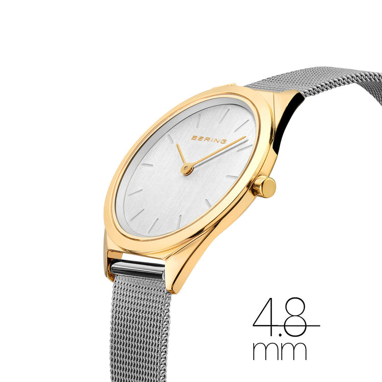 Bering | Ultra slim silver and gold 31mm dial silver mesh | 17031-010