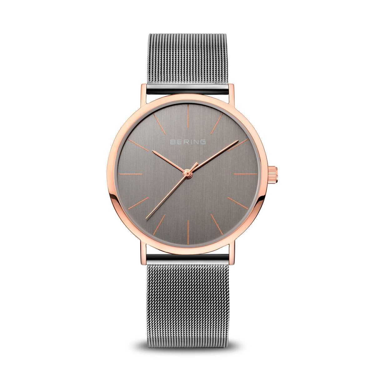 Bering | Classic polished rose gold 36mm dial grey mesh | 13436-369
