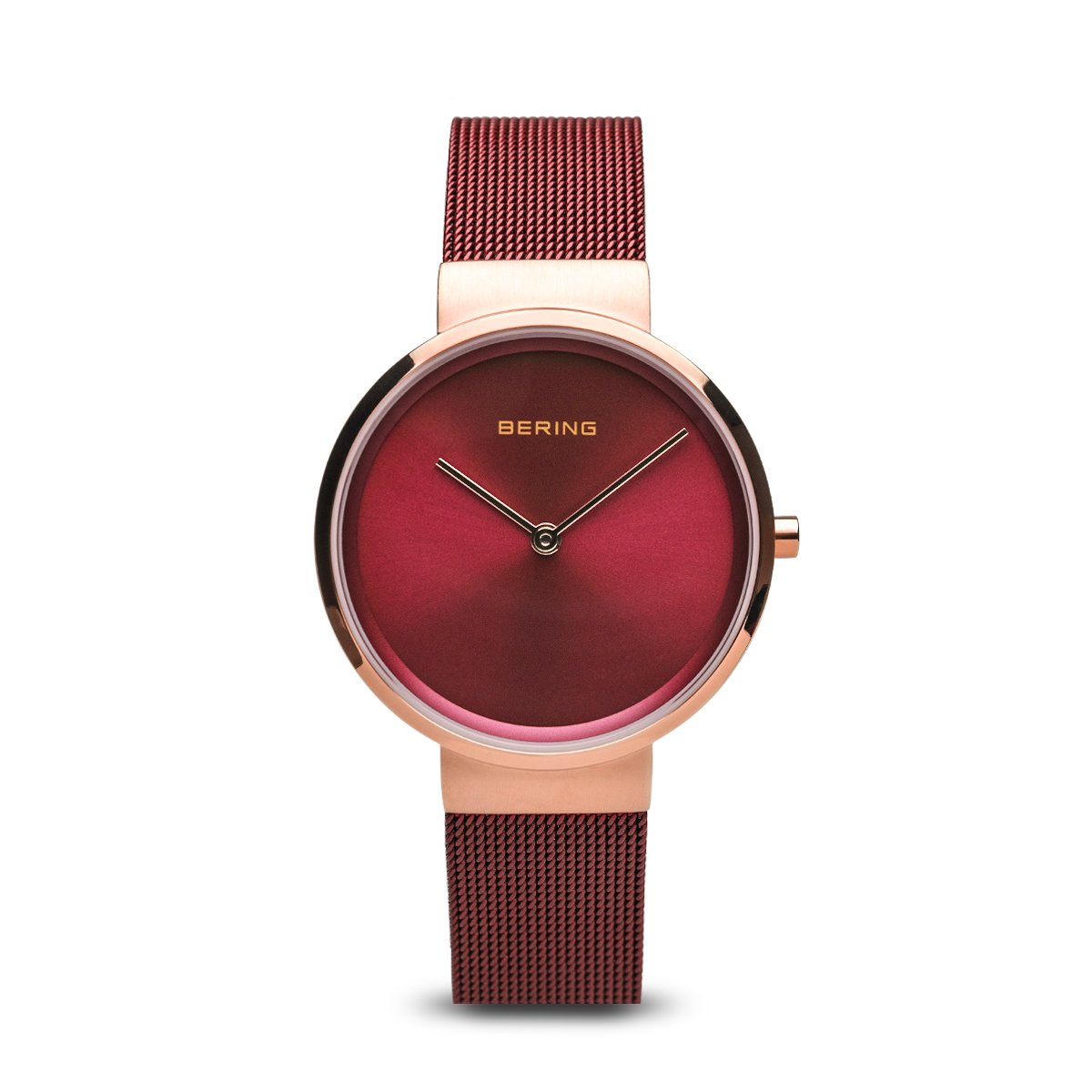 Bering | Classic brushed rose gold 31mm dial red mesh | 14531-363