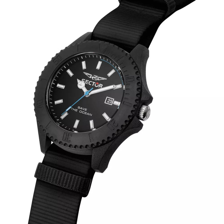 Sector | Save the ocean nato black fabric | R3251539002