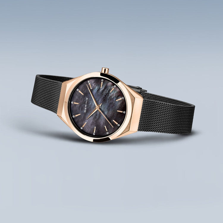 Bering | Ultra slim mother of pearl 29mm dial black mesh | 18729-166