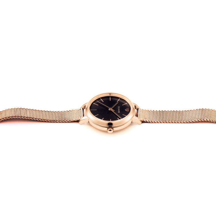 Oui&Me | Petite Amourette rose gold mesh black 32mm dial | ME010002