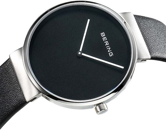 Bering | Classic silver black 39mm dial black leather | 14539-402