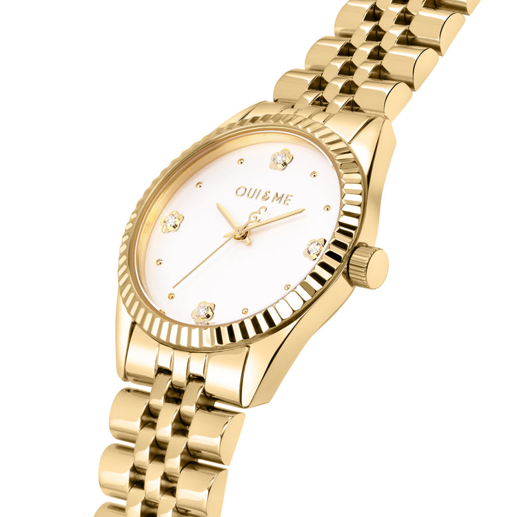 Oui&Me | Coquette gold and diamond effect 30mm dial link | ME030094