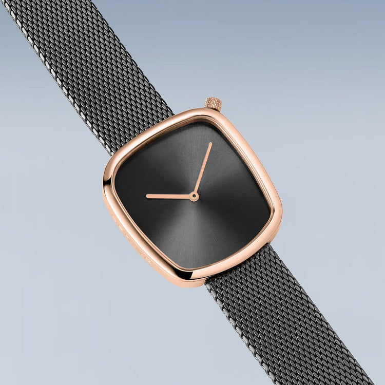 Bering | Pebble grey rose gold 37mm dial mesh | 18034-369