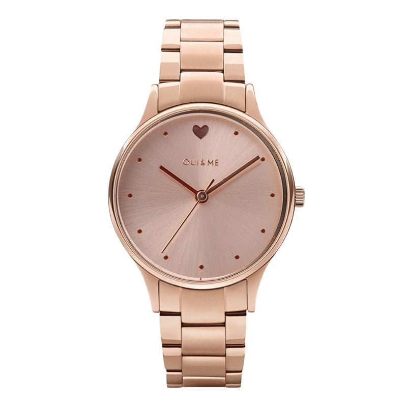 Oui&Me | Petite Bichette rose gold 32mm dial link bracelet | ME010156