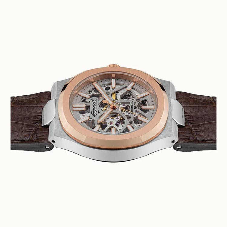 Ingersoll | Catalina automatic silver and rose gold 42mm dial brown leather | I12503