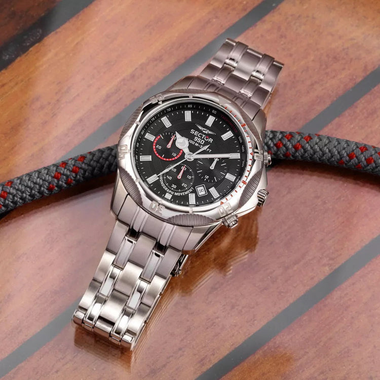 Sector | 950 Chronograph black dial stainless steel | R3273981007