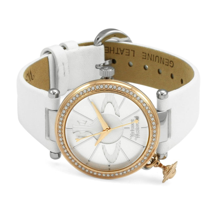 Vivienne Westwood | Orb Pastelle gold white leather 32mm dial | VV006RSWH